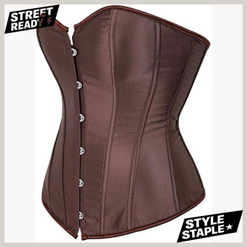 Medium Overbust Corset Bodysuit with Lace Up Back Plastic Boning - Picture 3 of 5